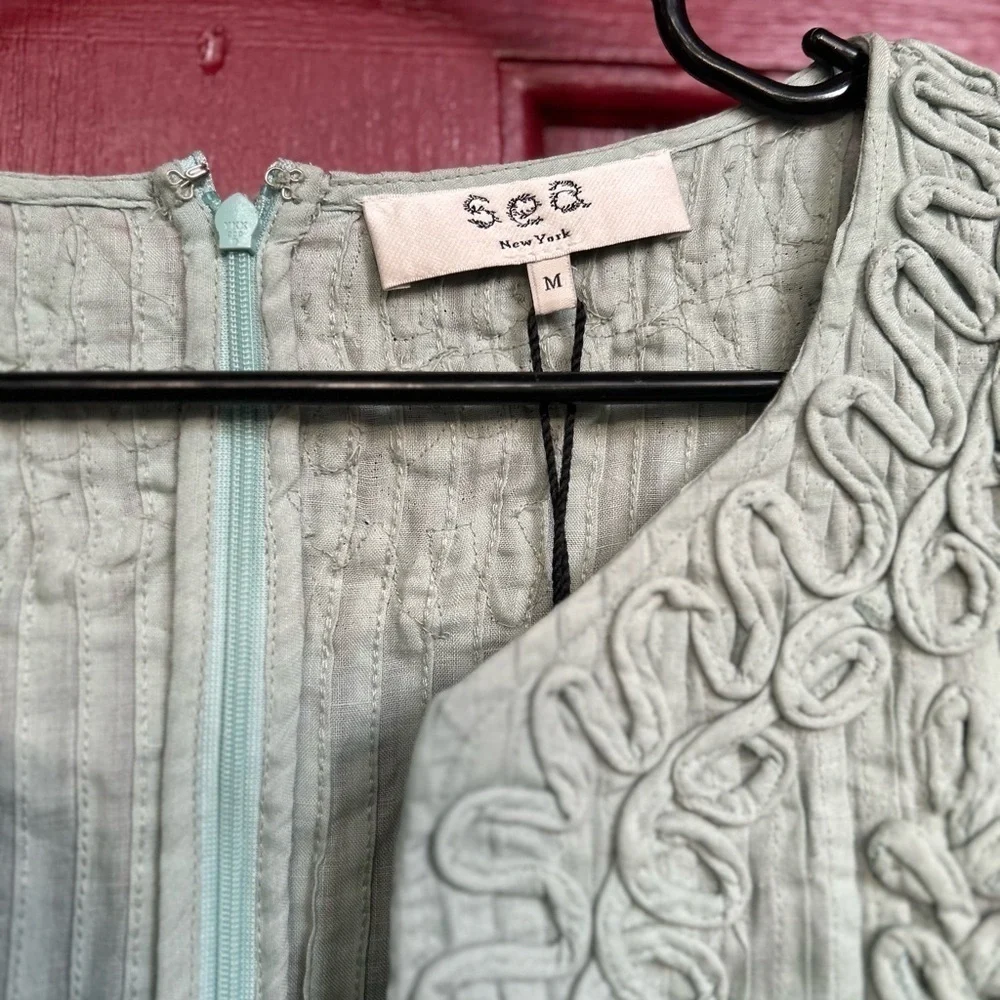 NWT SEA NEW YORK Frida mint green lined Flutter V-Neck Mini Dress M - Picture 7 of 12